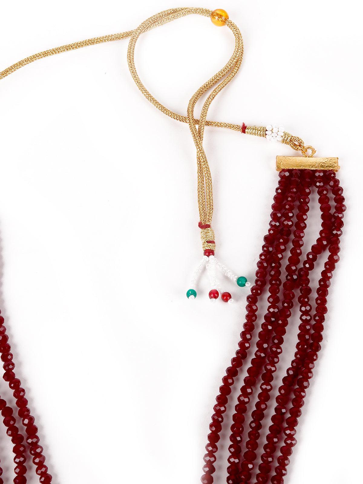 Women's Deep Maroon Exquisite Necklace Set - Odette