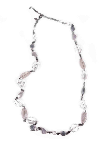 Women's Designer Beaded Necklace -Grey - Odette