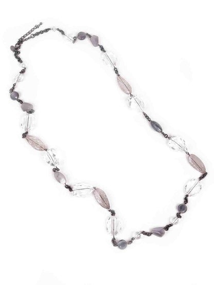 Women's Designer Beaded Necklace -Grey - Odette