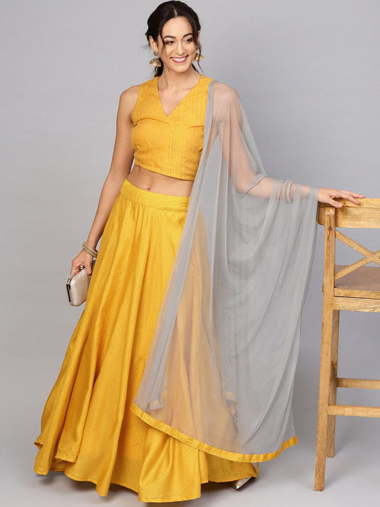 Women's Yellow Lehenga with Choli with net dupatta