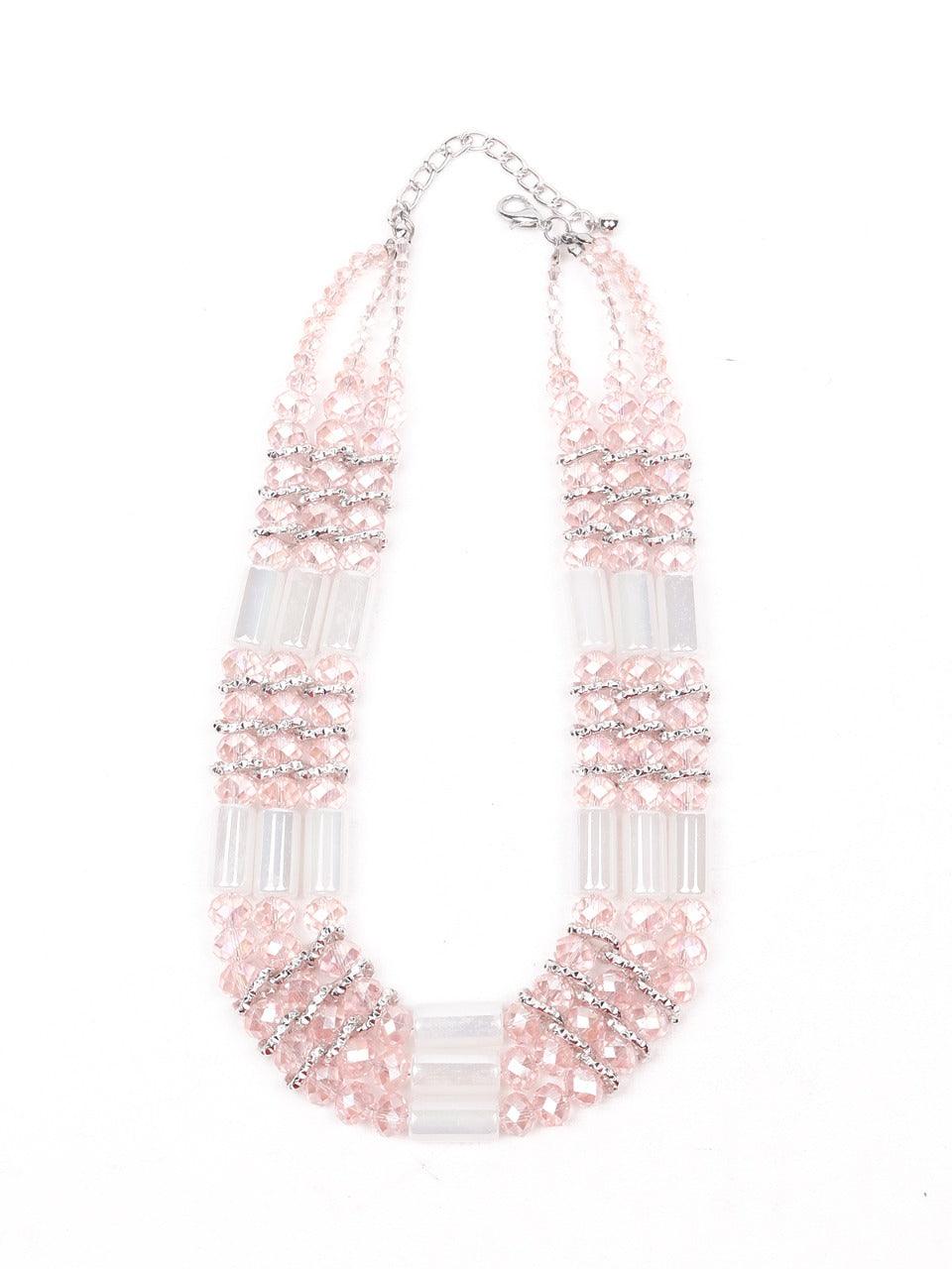 Women's Elegant Baby Pink Layered Necklace - Odette