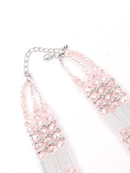 Women's Elegant Baby Pink Layered Necklace - Odette