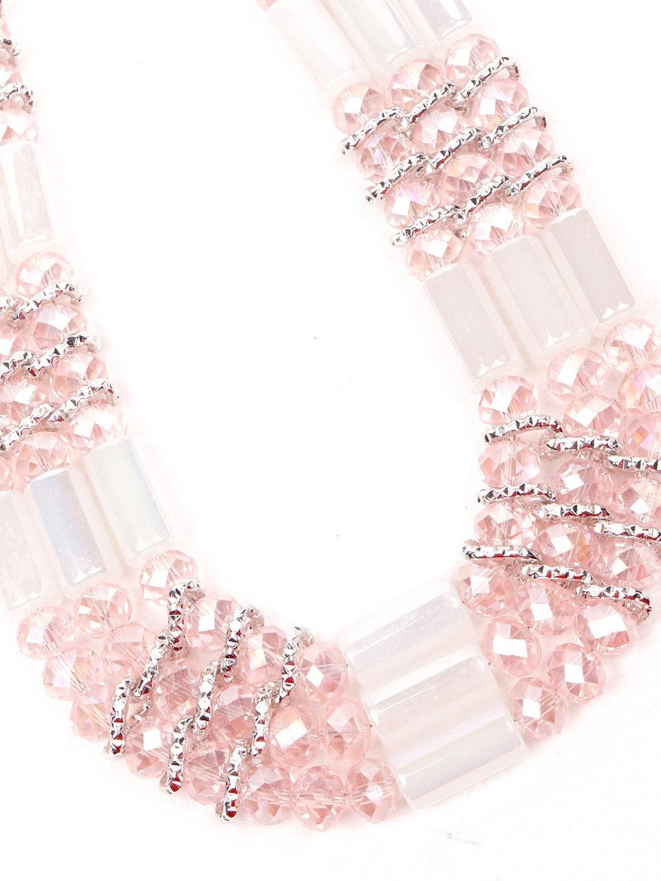 Women's Elegant Baby Pink Layered Necklace - Odette