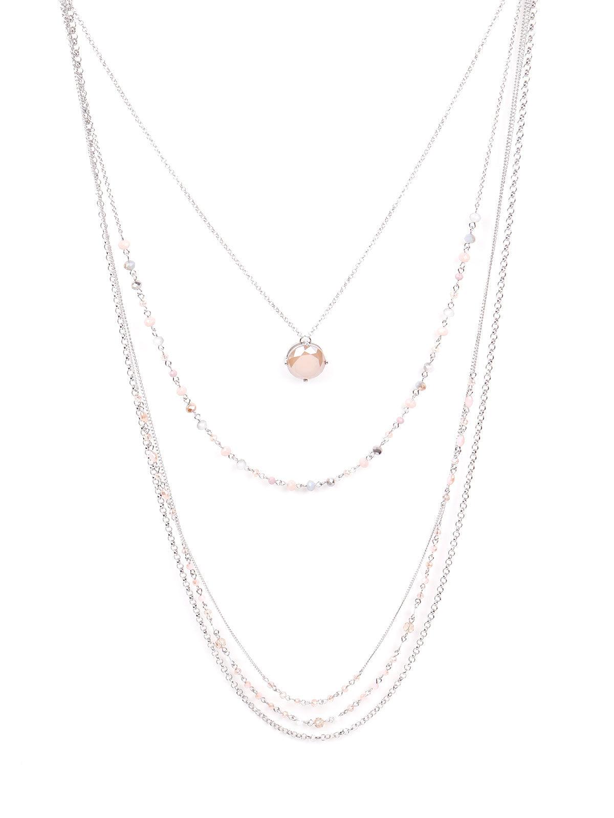 Women's Elegant Multilayered Soft Pink Necklace - Odette