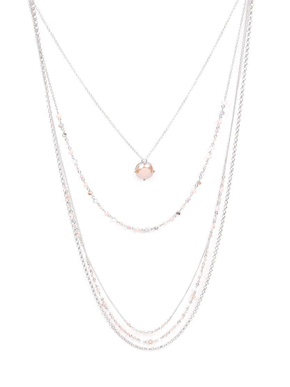 Women's Elegant Multilayered Soft Pink Necklace - Odette