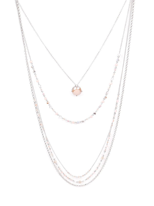 Women's Elegant Multilayered Soft Pink Necklace - Odette