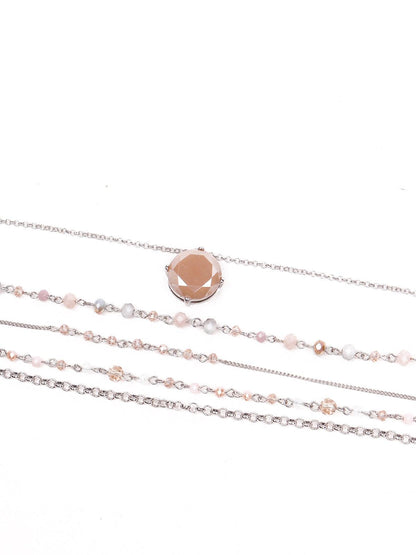 Women's Elegant Multilayered Soft Pink Necklace - Odette