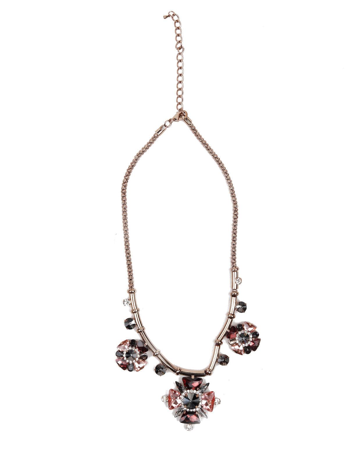 Women's Embellished Floral Pendant Necklace -Gold - Odette