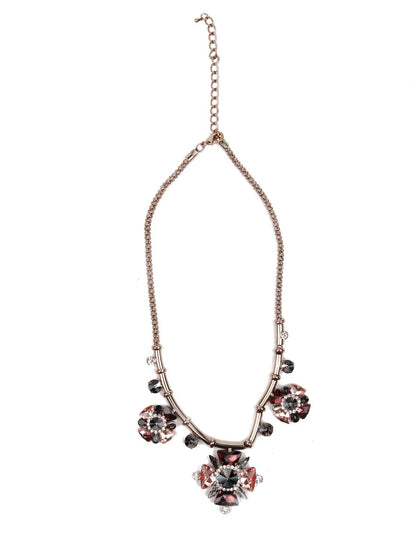 Women's Embellished Floral Pendant Necklace -Gold - Odette