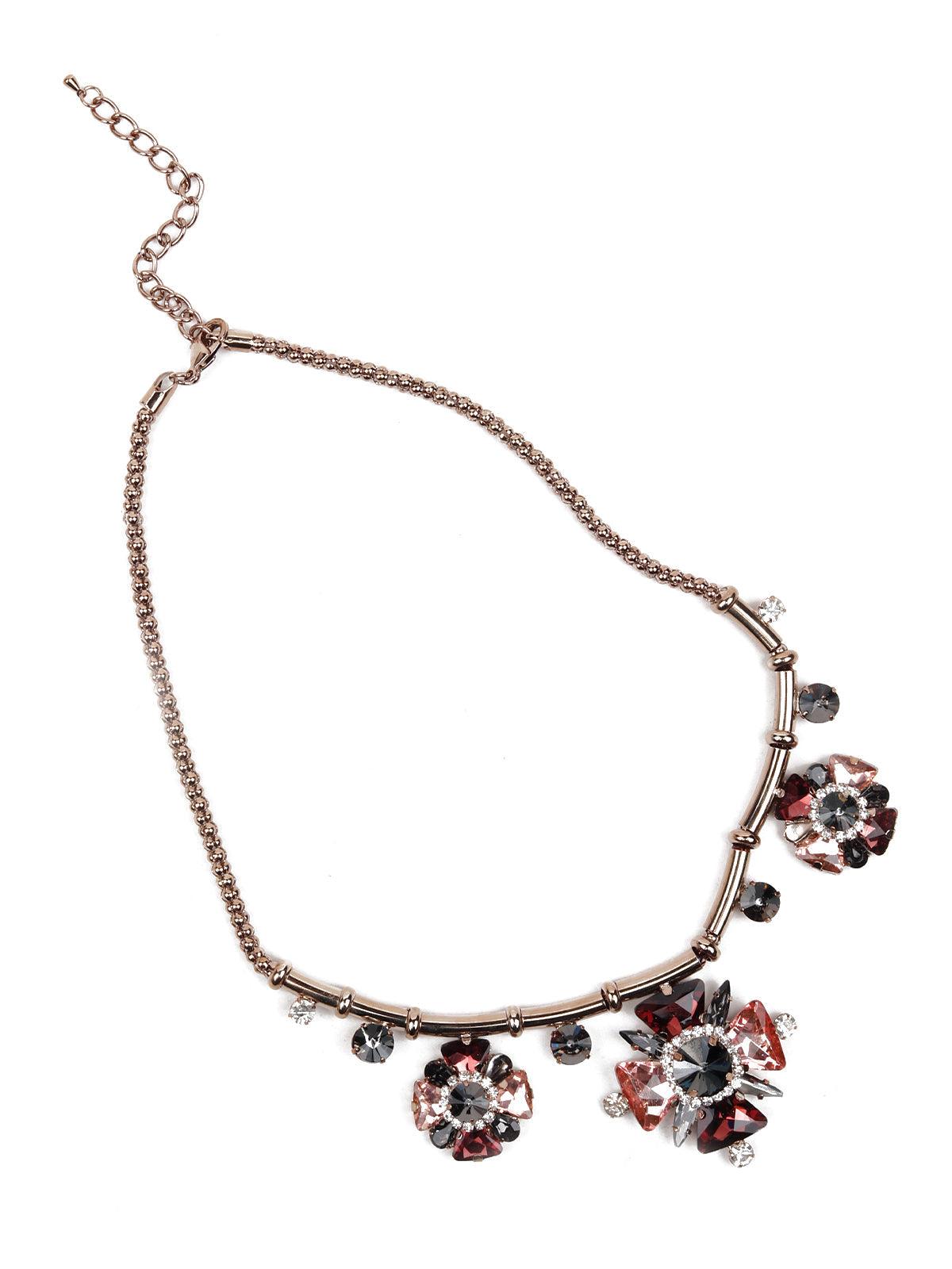 Women's Embellished Floral Pendant Necklace -Gold - Odette