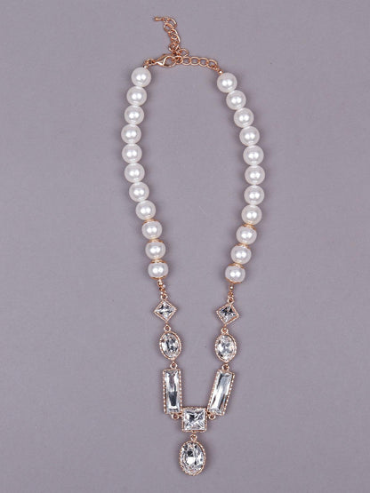 Women's Exquisite Artificial Pearl And Crystal Pendant Necklace - Odette