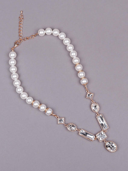 Women's Exquisite Artificial Pearl And Crystal Pendant Necklace - Odette