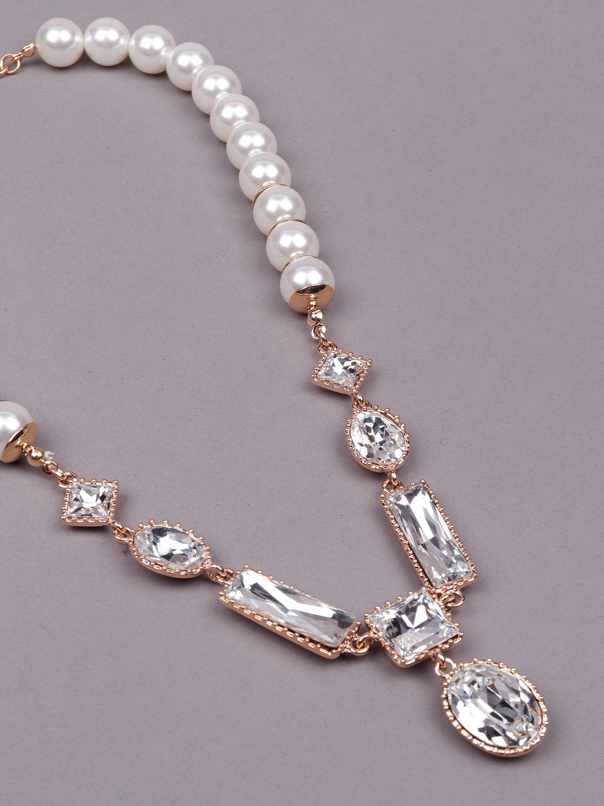 Women's Exquisite Artificial Pearl And Crystal Pendant Necklace - Odette