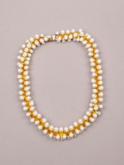 Women's Exquisite Gold-Tone Pearl Embellished Necklace - Odette