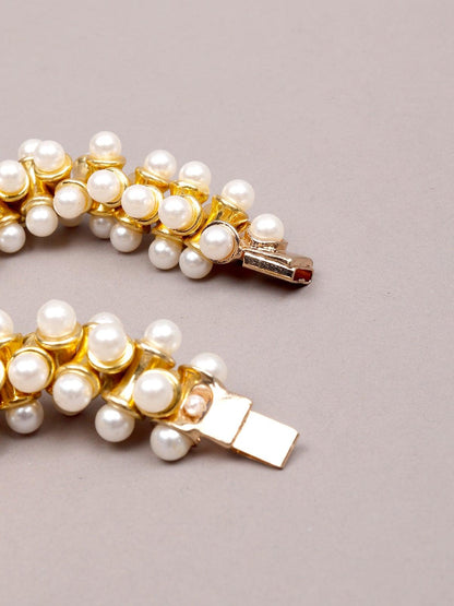 Women's Exquisite Gold-Tone Pearl Embellished Necklace - Odette