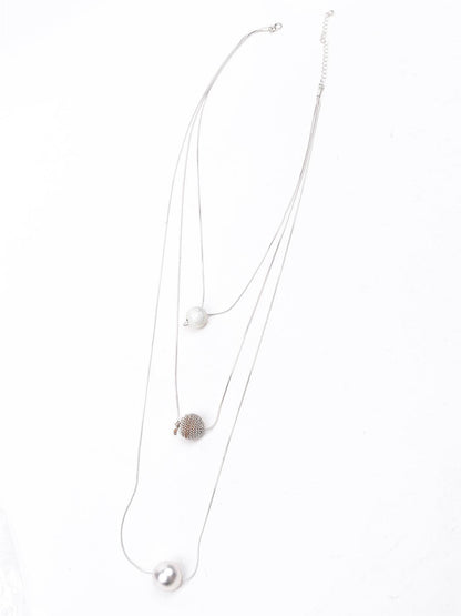 Women's Exquisite Three Layered Absolu Gorgeous Necklace-Silver - Odette