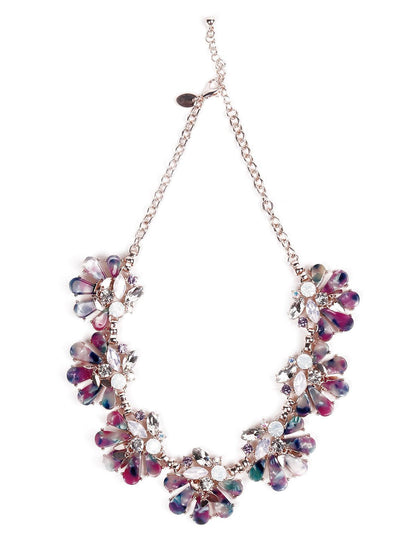 Women's Floral Purple Statement Necklace - Odette