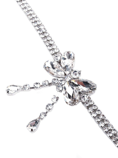 Women's Fully Studded Bow Pendant Necklace - Odette