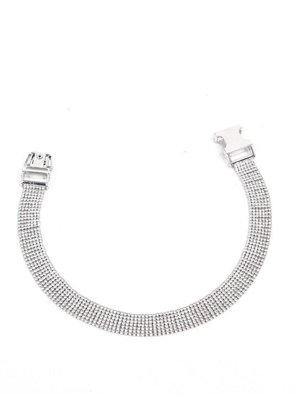 Women's Fully Studded Choker Studded Necklace-Silver - Odette