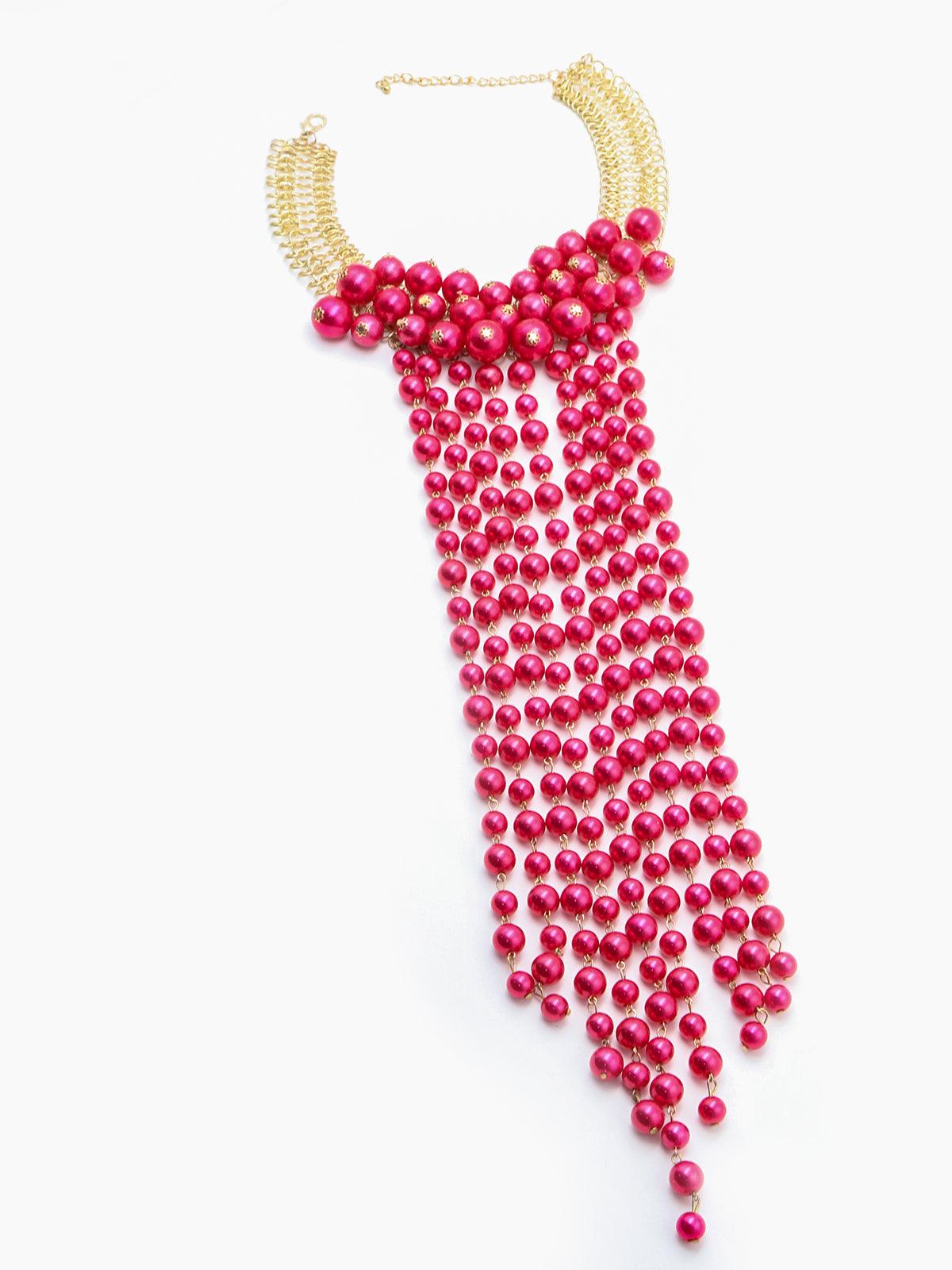 Women's Fuschia Pink Long Neck Chain - Odette