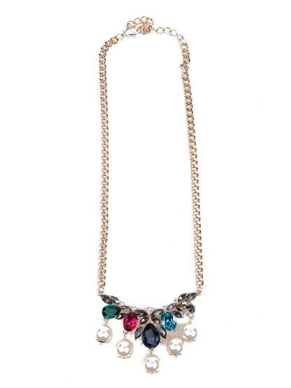 Women's Gold Tome Chain With Multicoloured Stones Embellishments - Odette