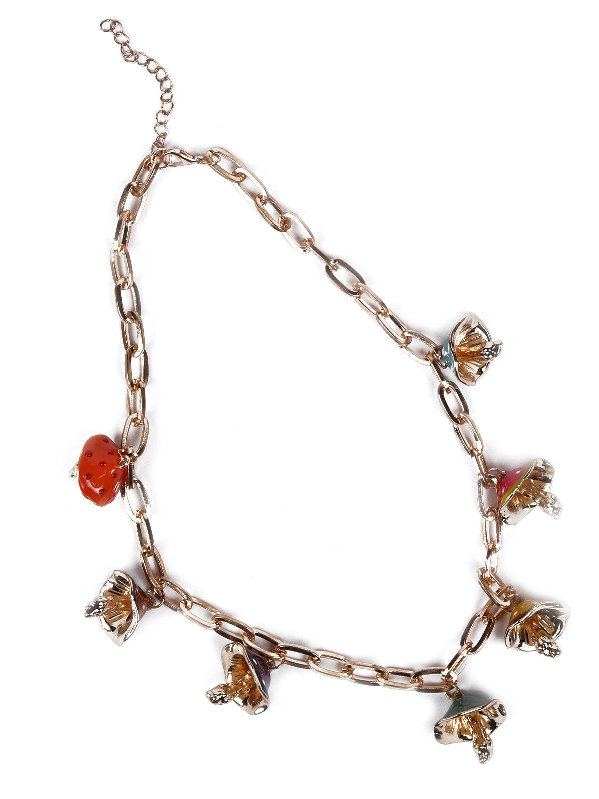 Women's Gold-Tone Chained Necklace Embellished With Charms - Odette