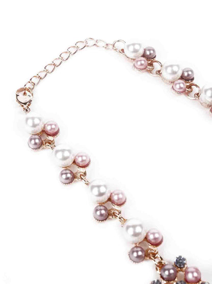 Women's Gorgeous Beaded Necklace - Rose Gold And White - Odette