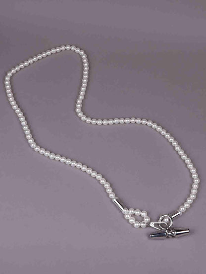 Women's Gorgeous Faux Pearl Necklace -Silver - Odette