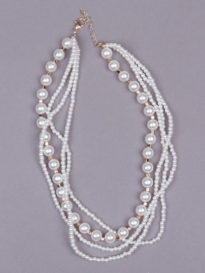 Women's Gorgeous Multilayered Faux Pearl Statement Necklace - Odette