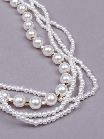 Women's Gorgeous Multilayered Faux Pearl Statement Necklace - Odette