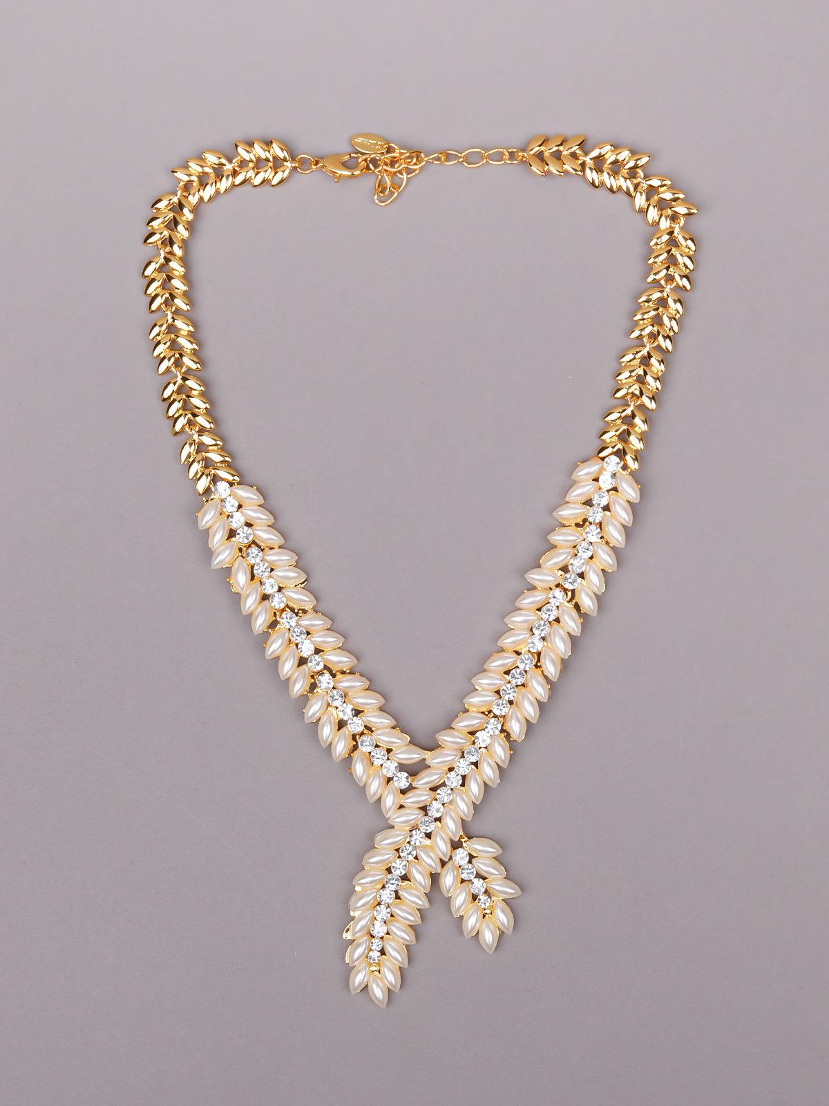 Women's Gorgeous Studded Necklace Set - Gold - Odette