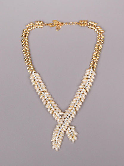 Women's Gorgeous Studded Necklace Set - Gold - Odette