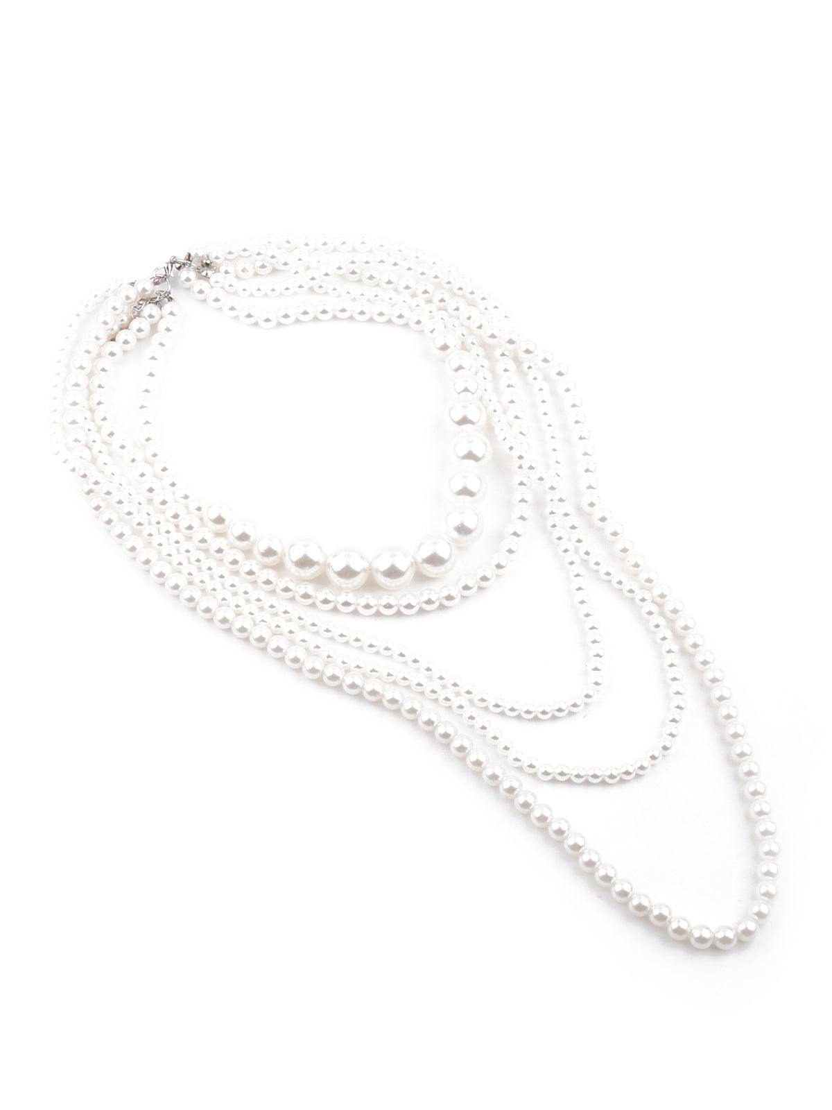 Women's Gorgeous White Artificial Pearl Layered Necklace For Women - Odette