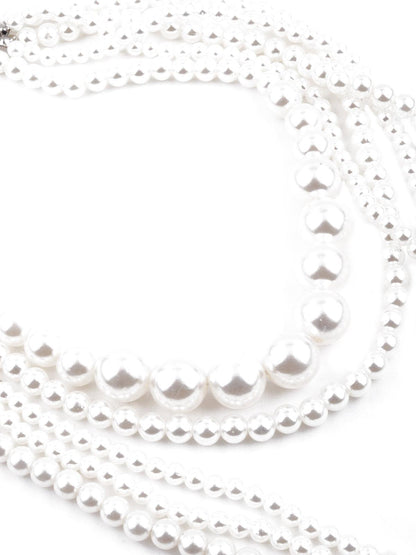 Women's Gorgeous White Artificial Pearl Layered Necklace For Women - Odette