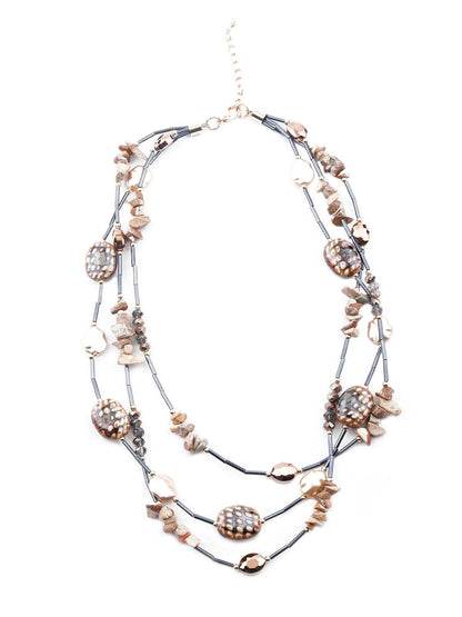 Women's Grey Layered Statement Necklace - Odette