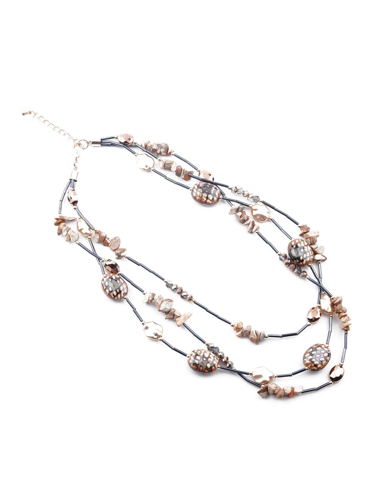 Women's Grey Layered Statement Necklace - Odette