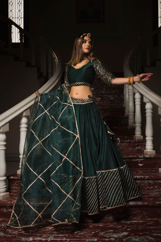 Women's mimosa green lehenga set - Pomcha Jaipur