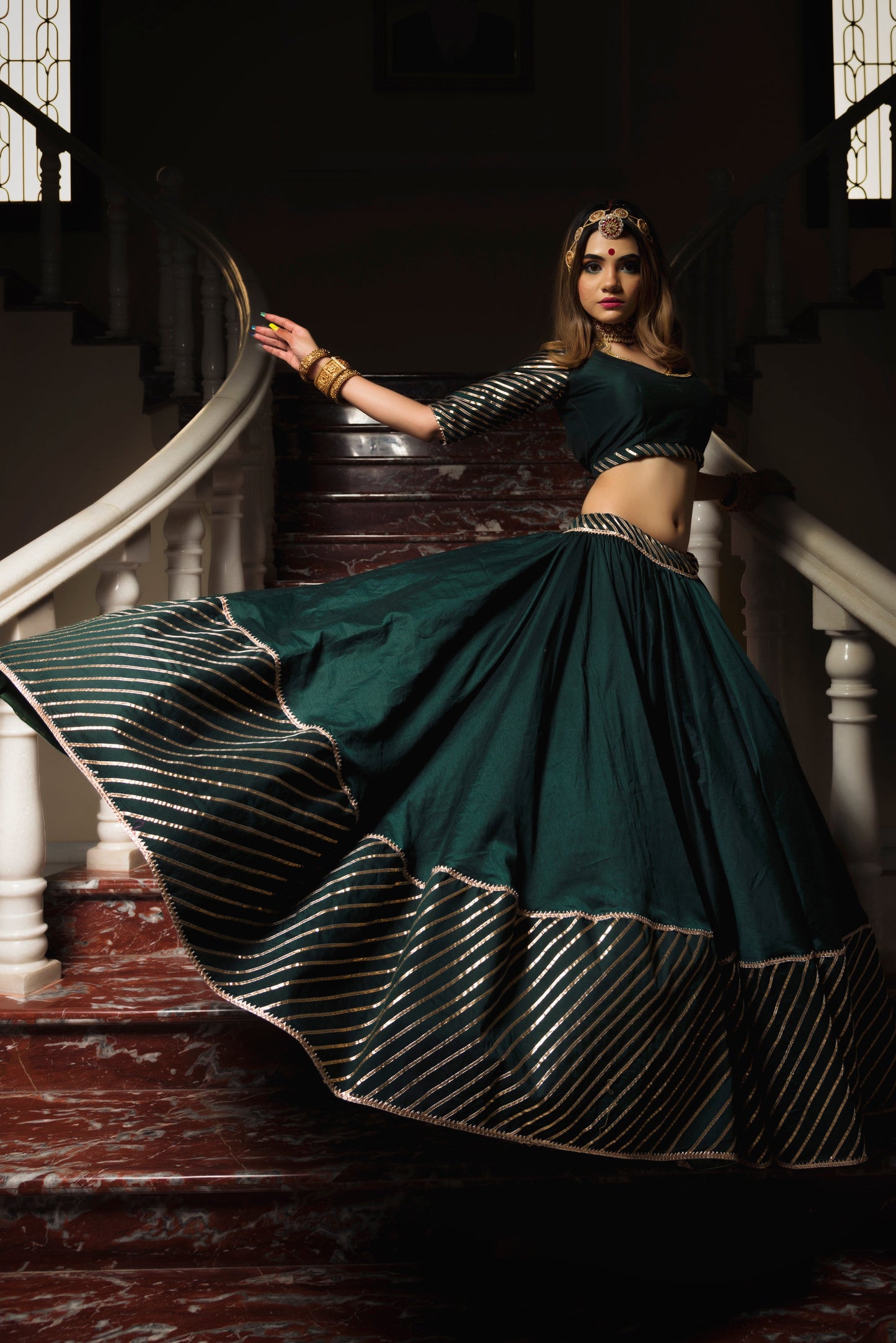 Women's mimosa green lehenga set - Pomcha Jaipur