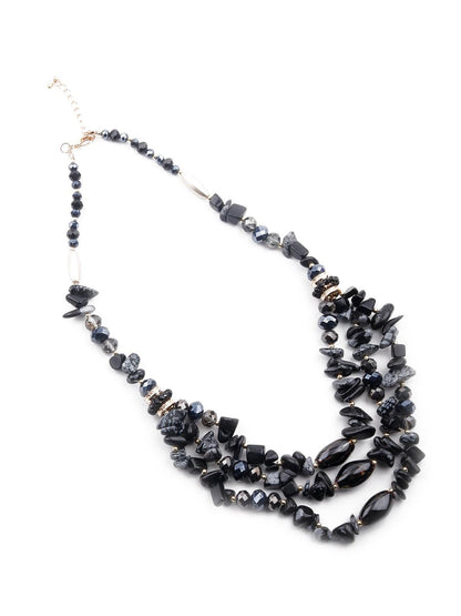 Women's Jet Black Beacy Layered Necklace - Odette