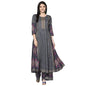 Women's Dark Grey Rayon Block print Anarkali Palazzo set