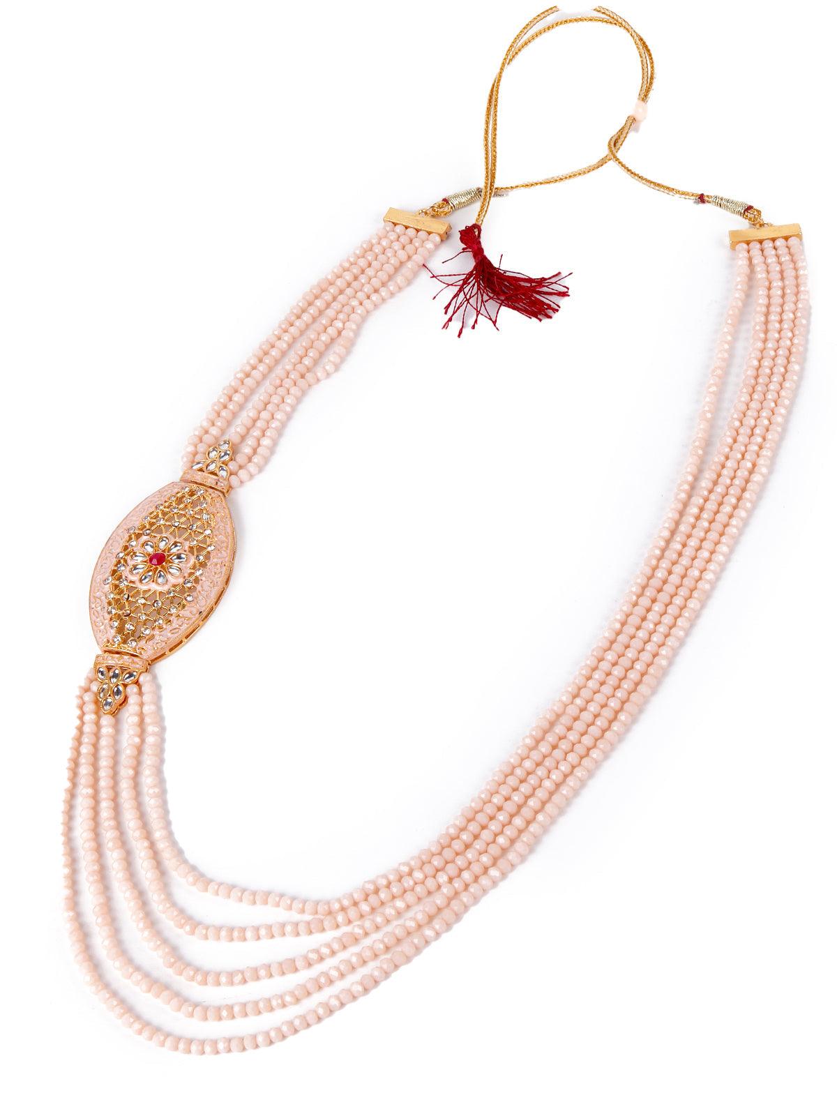 Women's Light Peach Designer Elegant Necklace Set For Women - Odette