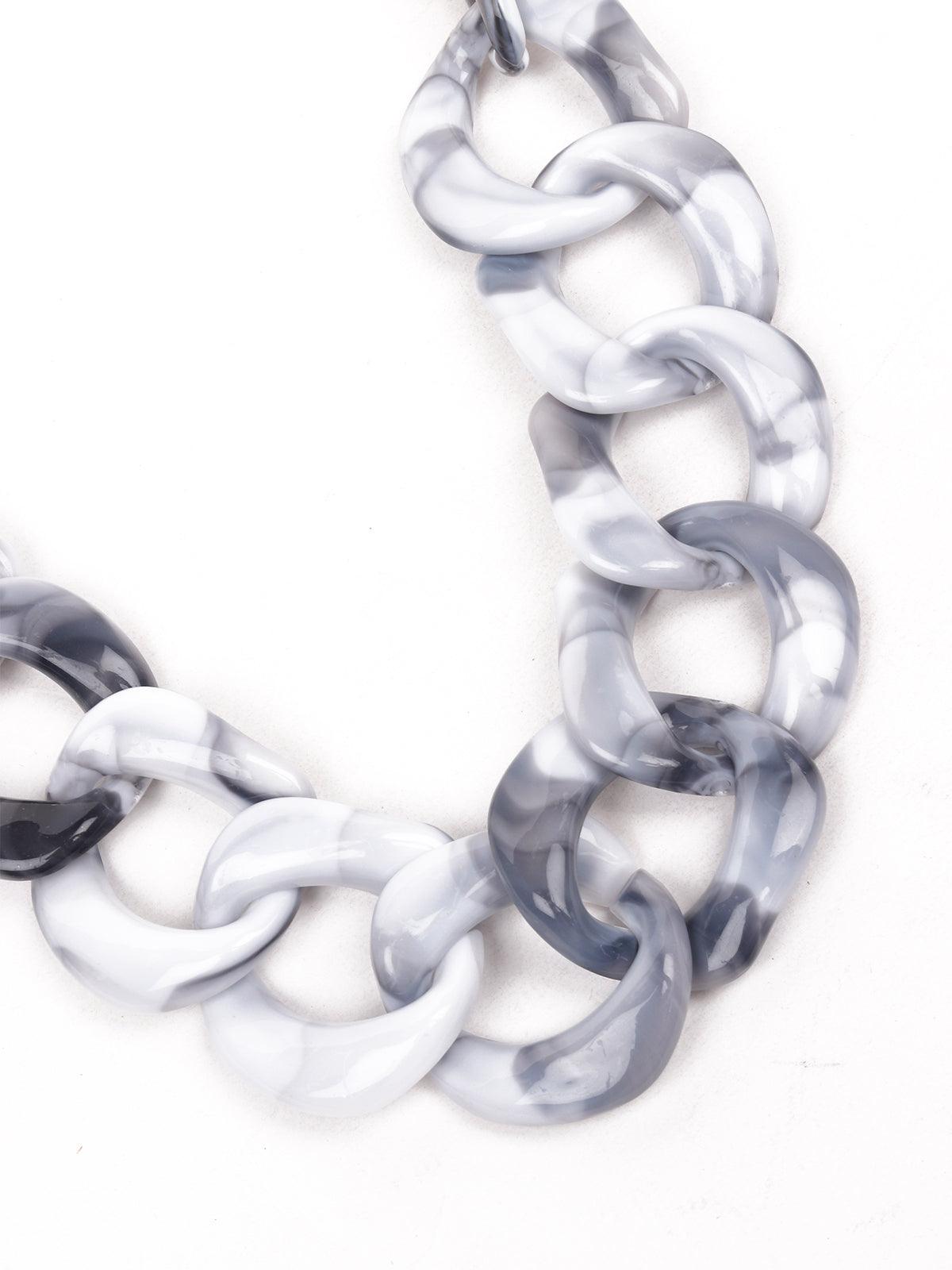 Women's Marble Effect Grey And White Chunky Statement Necklace - Odette