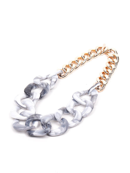 Women's Marble Effect Grey And White Chunky Statement Necklace - Odette