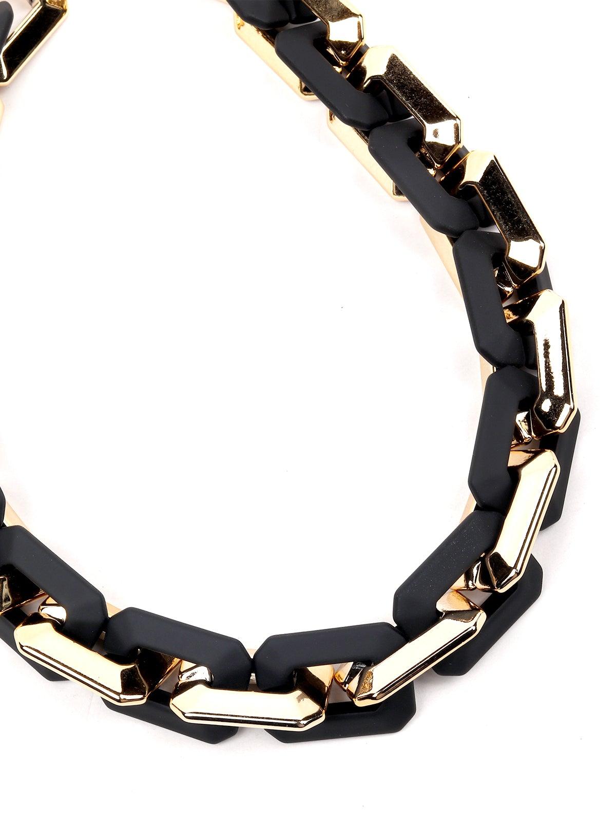 Women's Matte Black And Gold Chunky Necklace - Odette