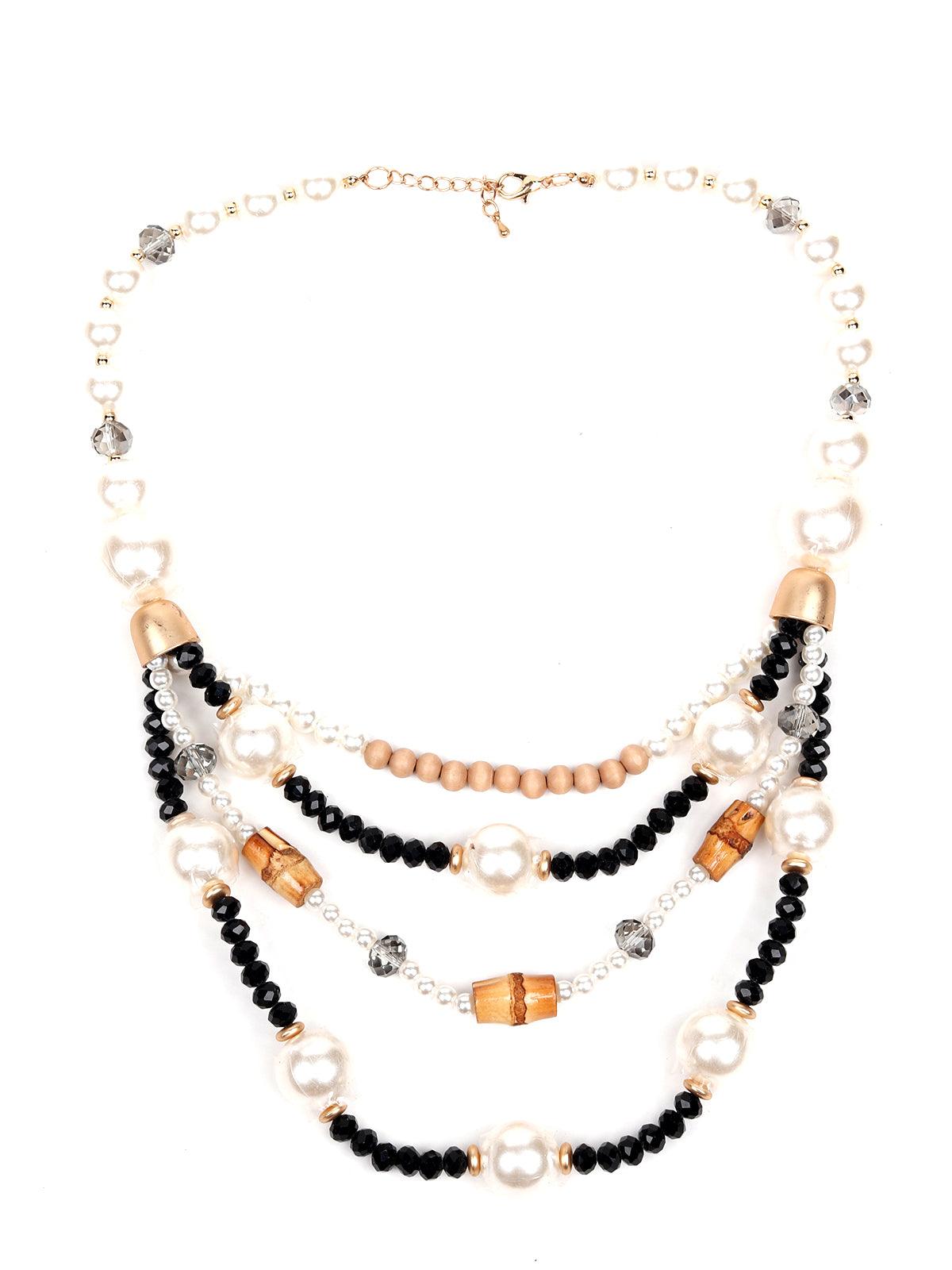 Women's Multi-Layered Stone And Beaded Embellished Statement Necklace - Odette