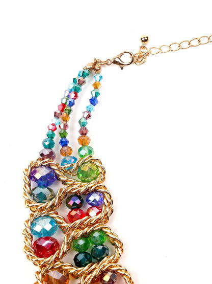 Women's Multicoloured Sparkling Beaded Necklace Set - Odette