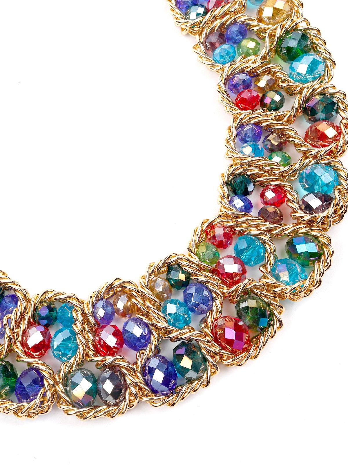 Women's Multicoloured Sparkling Beaded Necklace Set - Odette