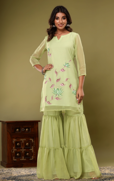 Women's Olive Sharara Set