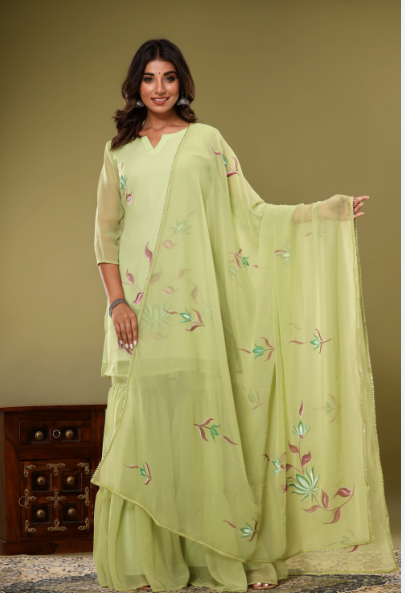 Women's Olive Sharara Set