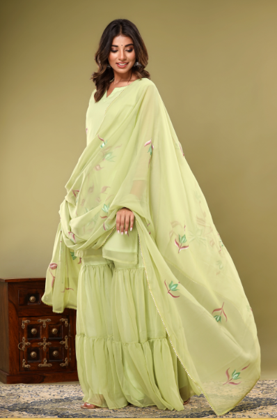 Women's Olive Sharara Set